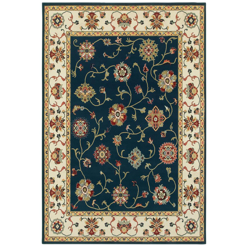 KASHAN Navy 9'10 X 12'10 Area Rug. Picture 1