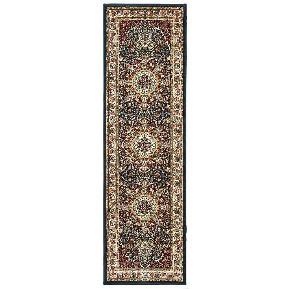 KASHAN Navy 2' 3 X  7' 6 Area Rug. Picture 1