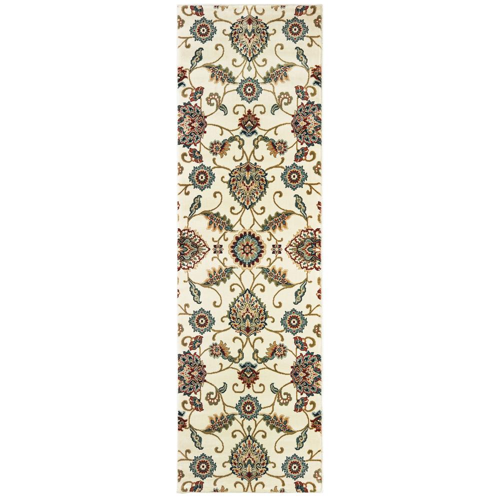 KASHAN Ivory 2' 3 X  7' 6 Area Rug. Picture 1