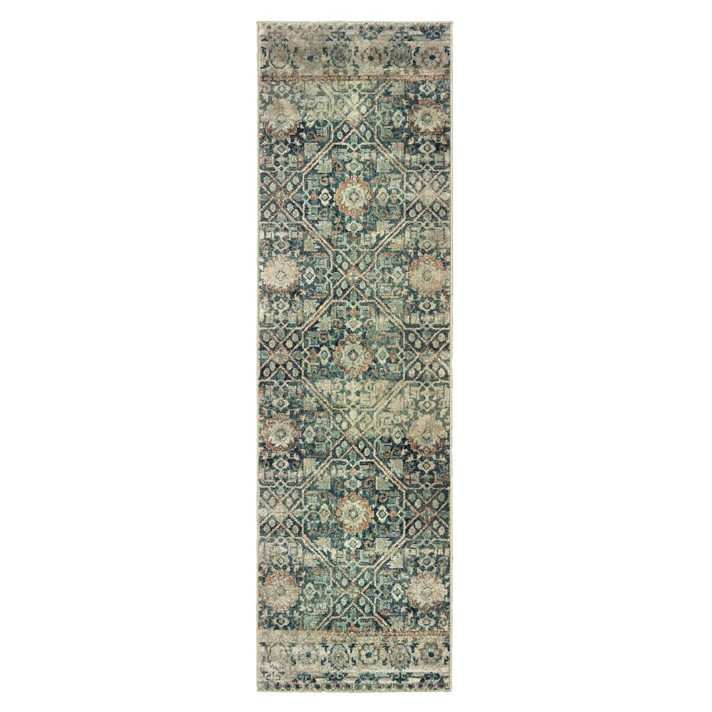 RALEIGH Blue 2' 3 X  7' 6 Area Rug. Picture 1