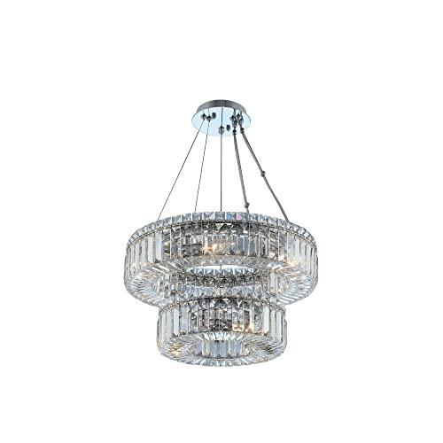 The Polished Chrome Baguette and Square 2 Tier Pendant Chandelier, Belen Kox. Picture 1