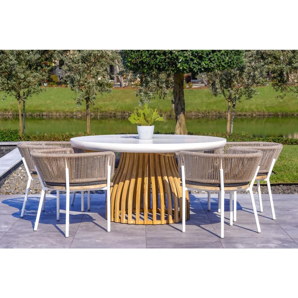 Melina Outdoor Wood, Aluminum and Rope Dining Chair, White Legs (Set Of 2). Picture 2
