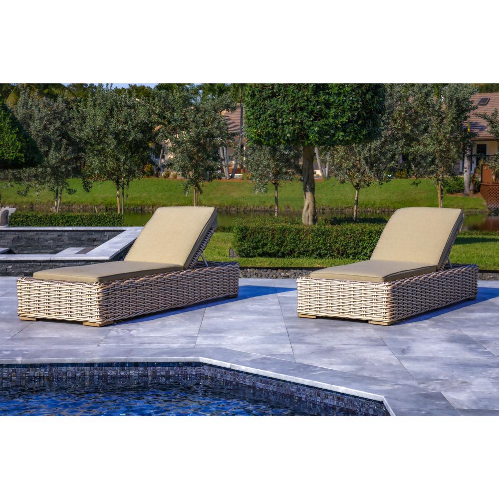 Anna 79 X 31.5 Inch Outdoor Wicker Aluminum Frame Sun Lounger in White and Grey. Picture 2