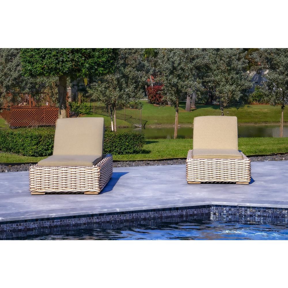 Anna 79 X 31.5 Inch Outdoor Wicker Aluminum Frame Sun Lounger in White and Grey. Picture 4