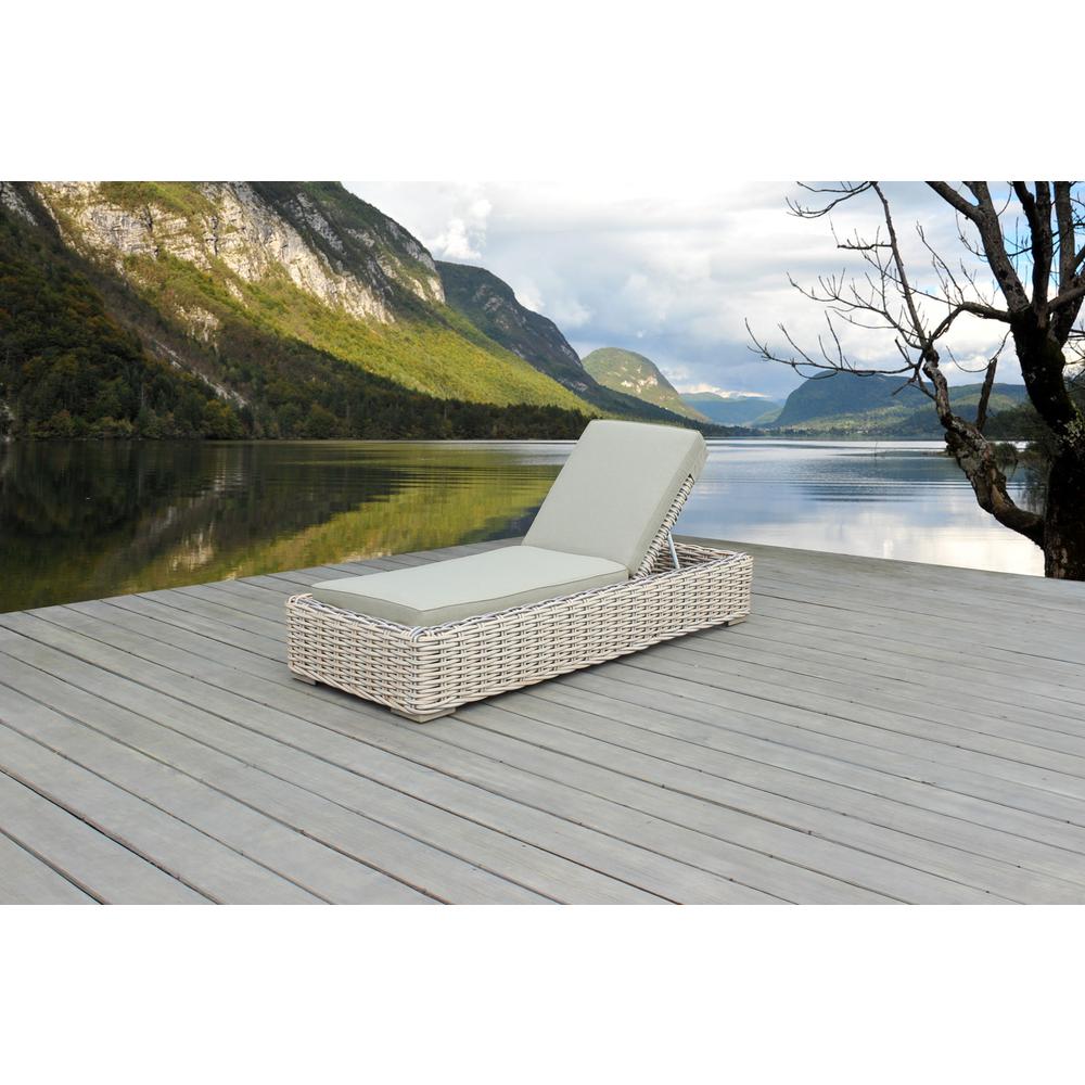 Anna 79 X 31.5 Inch Outdoor Wicker Aluminum Frame Sun Lounger in White and Grey. Picture 7