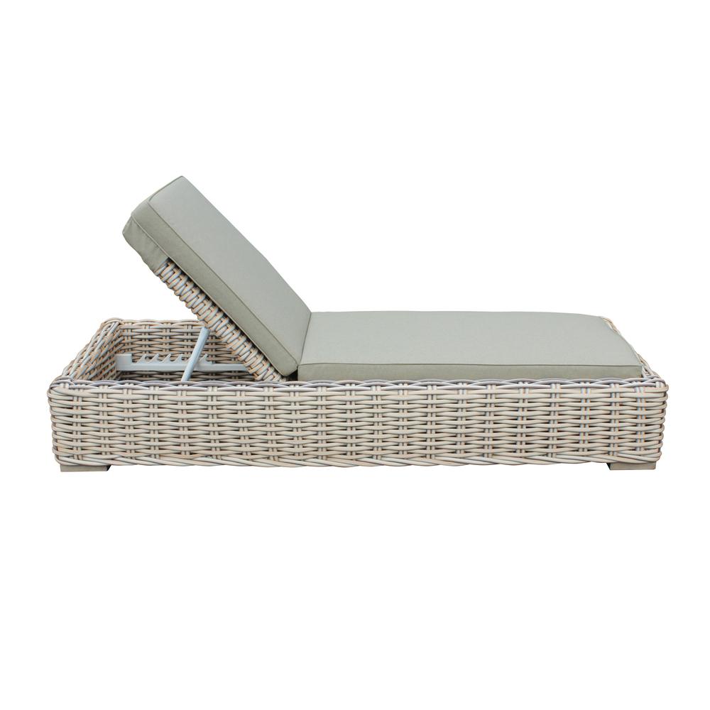 Anna 79 X 31.5 Inch Outdoor Wicker Aluminum Frame Sun Lounger in White and Grey. Picture 8