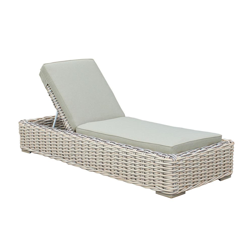 Anna 79 X 31.5 Inch Outdoor Wicker Aluminum Frame Sun Lounger in White and Grey. Picture 9