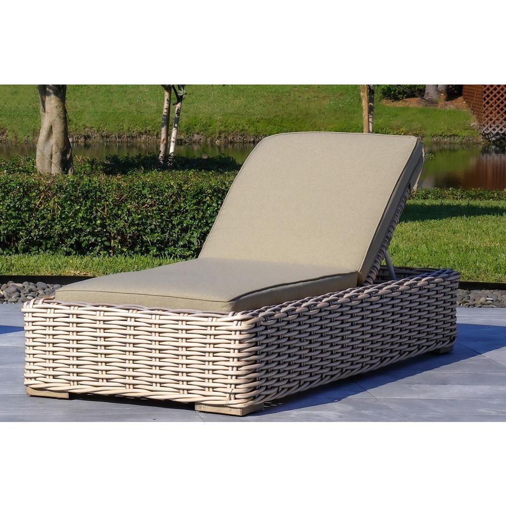 Anna 79 X 31.5 Inch Outdoor Wicker Aluminum Frame Sun Lounger in White and Grey. Picture 1