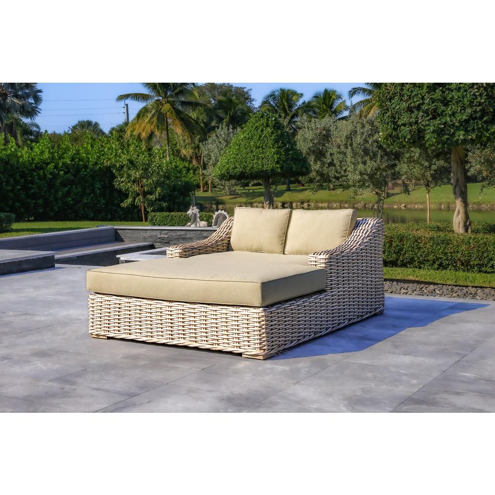 Anna 79 X 59 Inch Outdoor Wicker Aluminum Frame Extra Large Double Sun Lounger. Picture 4