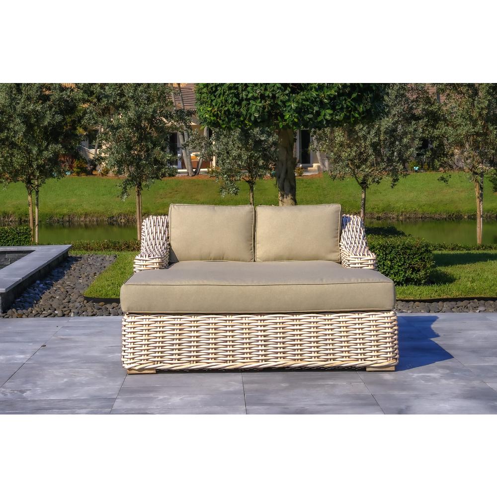 Anna 79 X 59 Inch Outdoor Wicker Aluminum Frame Extra Large Double Sun Lounger. Picture 1