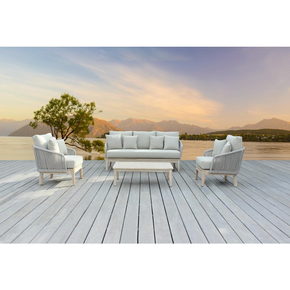 Eve 4-Piece Outdoor and Backyard Wood, Aluminum and Rope Furniture Set. Picture 6