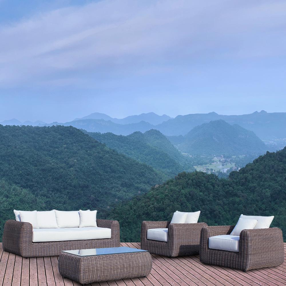 Milo Lux 4-Piece Outdoor and Backyard Extra Deep Seating Wicker Furniture Set. Picture 7