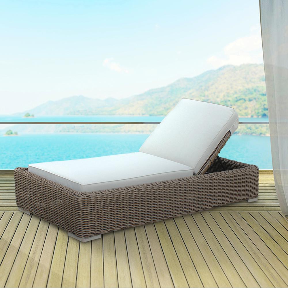 Milo 79 X 31.5 Inch Outdoor Wicker Aluminum Frame Sun Lounger in Brown. Picture 1