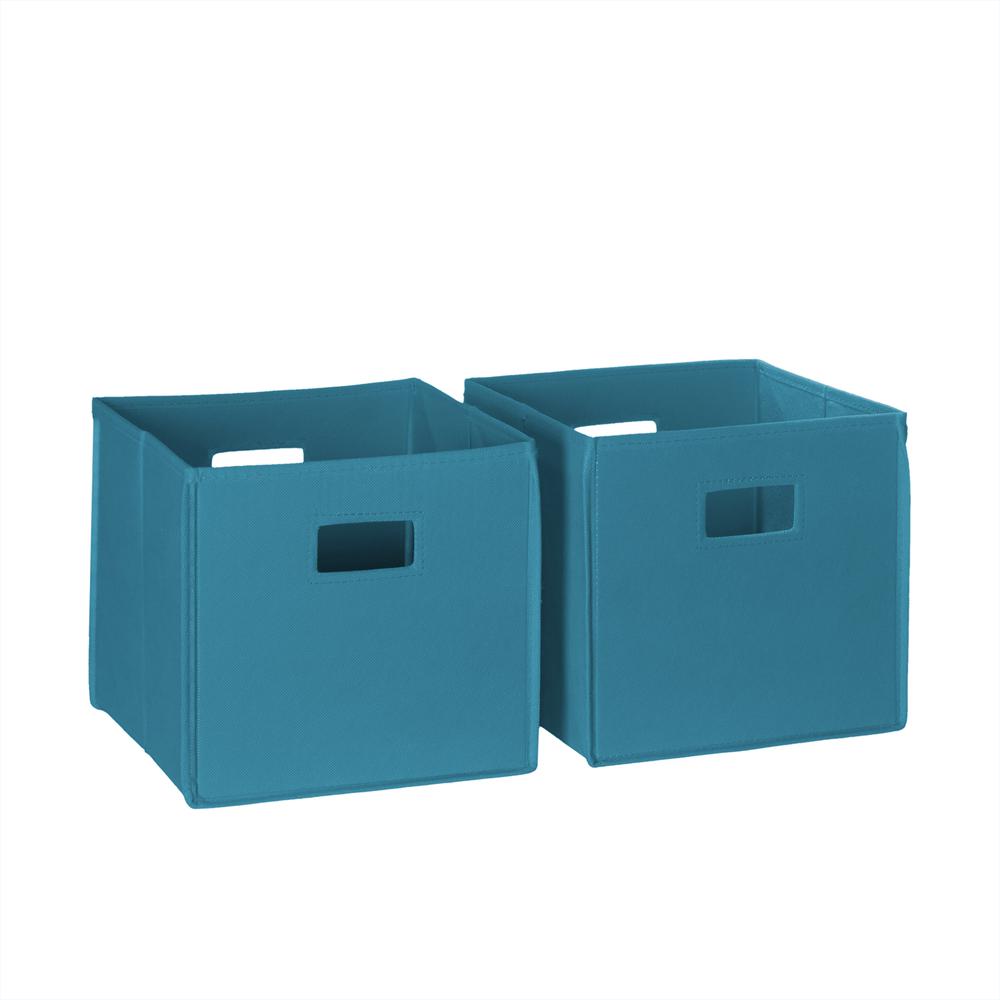 2 Pc Folding Storage Bin Set, Turquoise. Picture 2