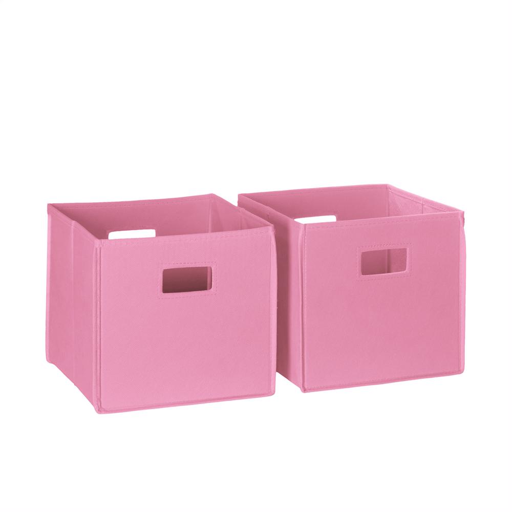 2 Pc Folding Storage Bin Set, Pink. The main picture.
