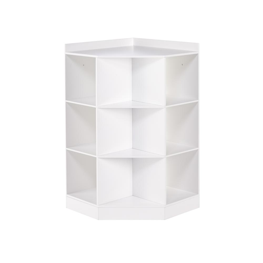 Kids 6-Cubby, 3-Shelf Corner Cabinet, White. Picture 1