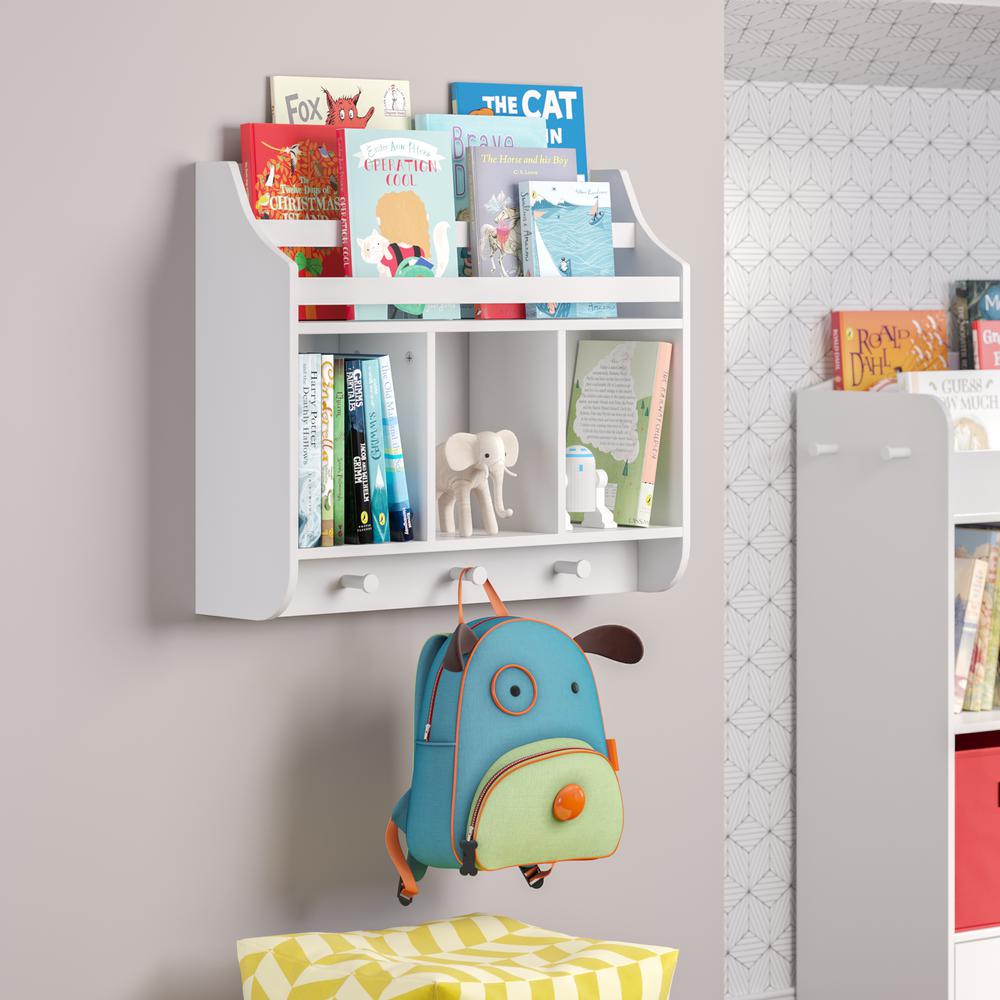 Book Nook Kids Wall Shelf with Cubbies and Bookrack. Picture 1