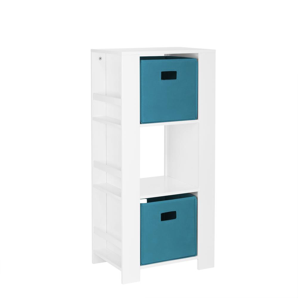 Book Nook Kids Cubby Storage Tower with Bookshelves and 2pc Bin, Turquoise. Picture 2