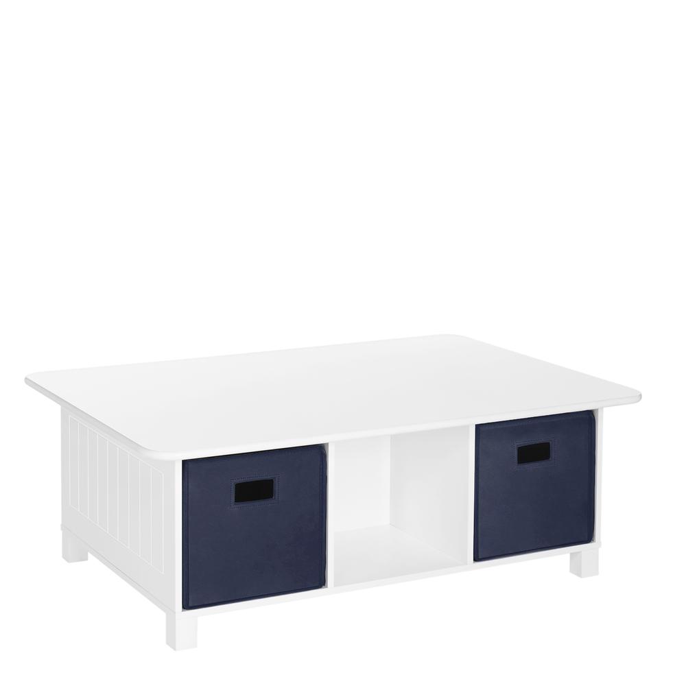 Kids 6 Cubby Storage Activity Table and 2pc Bin, Navy. Picture 1