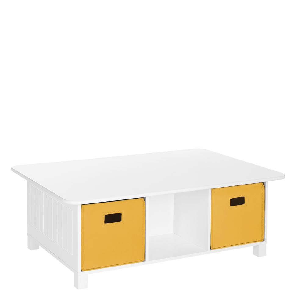 Kids 6 Cubby Storage Activity Table and 2pc Bin, Golden Yellow. Picture 1