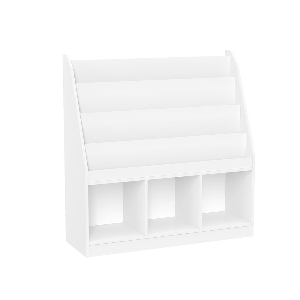 Kids Bookrack with Three Cubbies, White. Picture 1