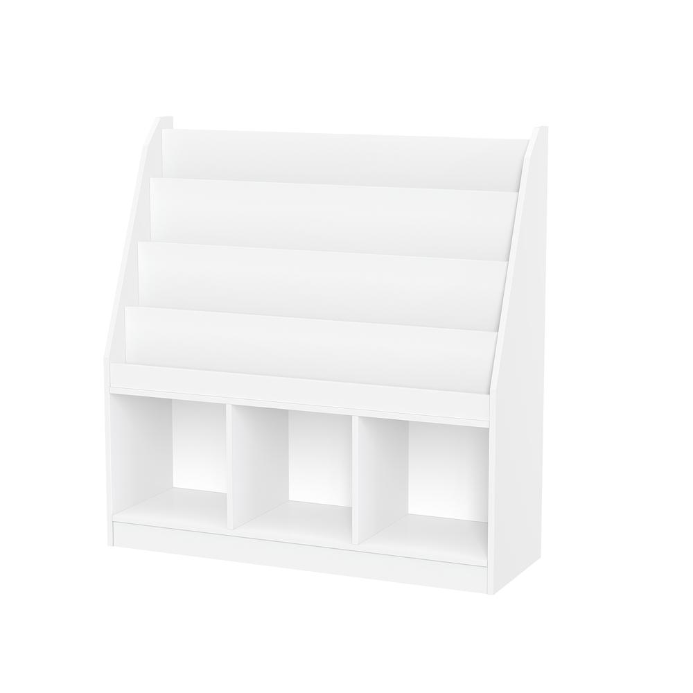 Kids Bookrack with Three Cubbies, White. Picture 8