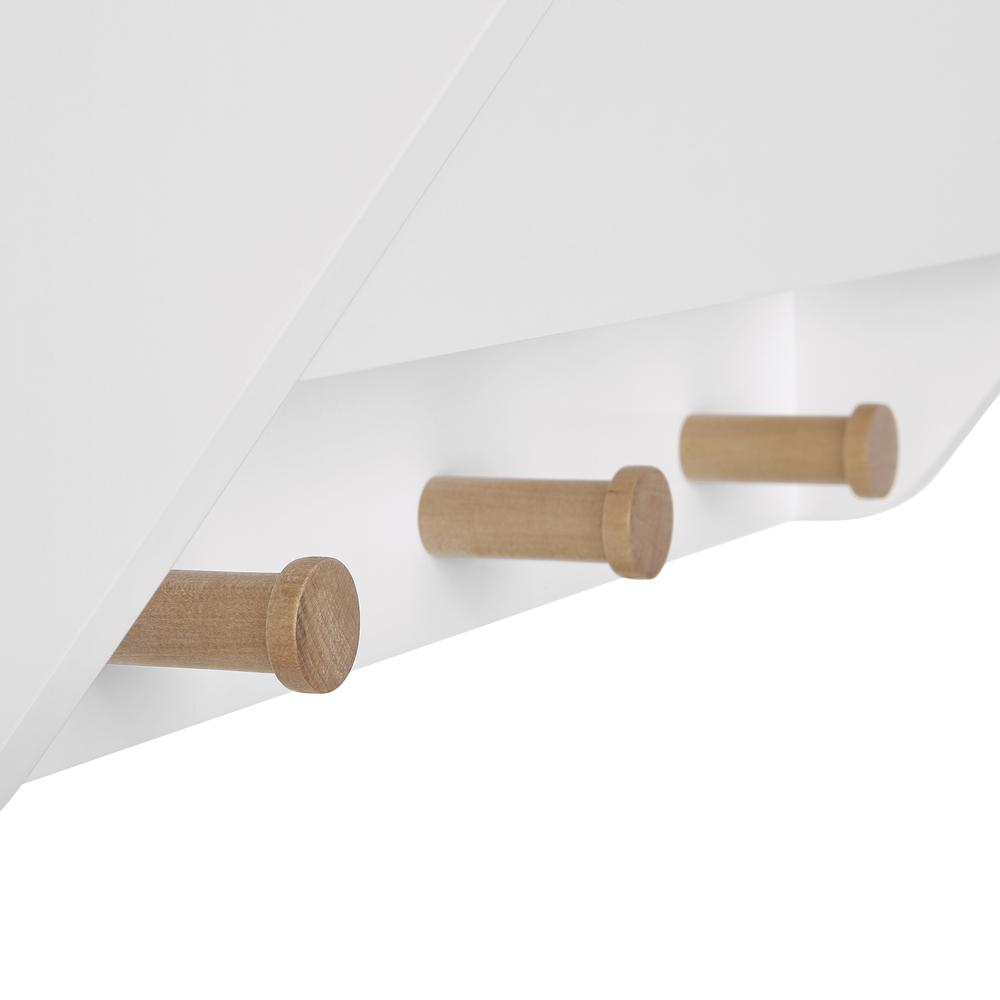 Kids Catch-All Wall Shelf with Hooks, White. Picture 2