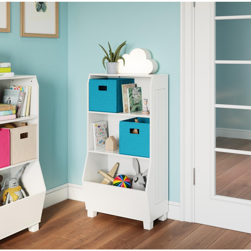 Kids 23" Bookcase with Toy Organizer, White. Picture 2