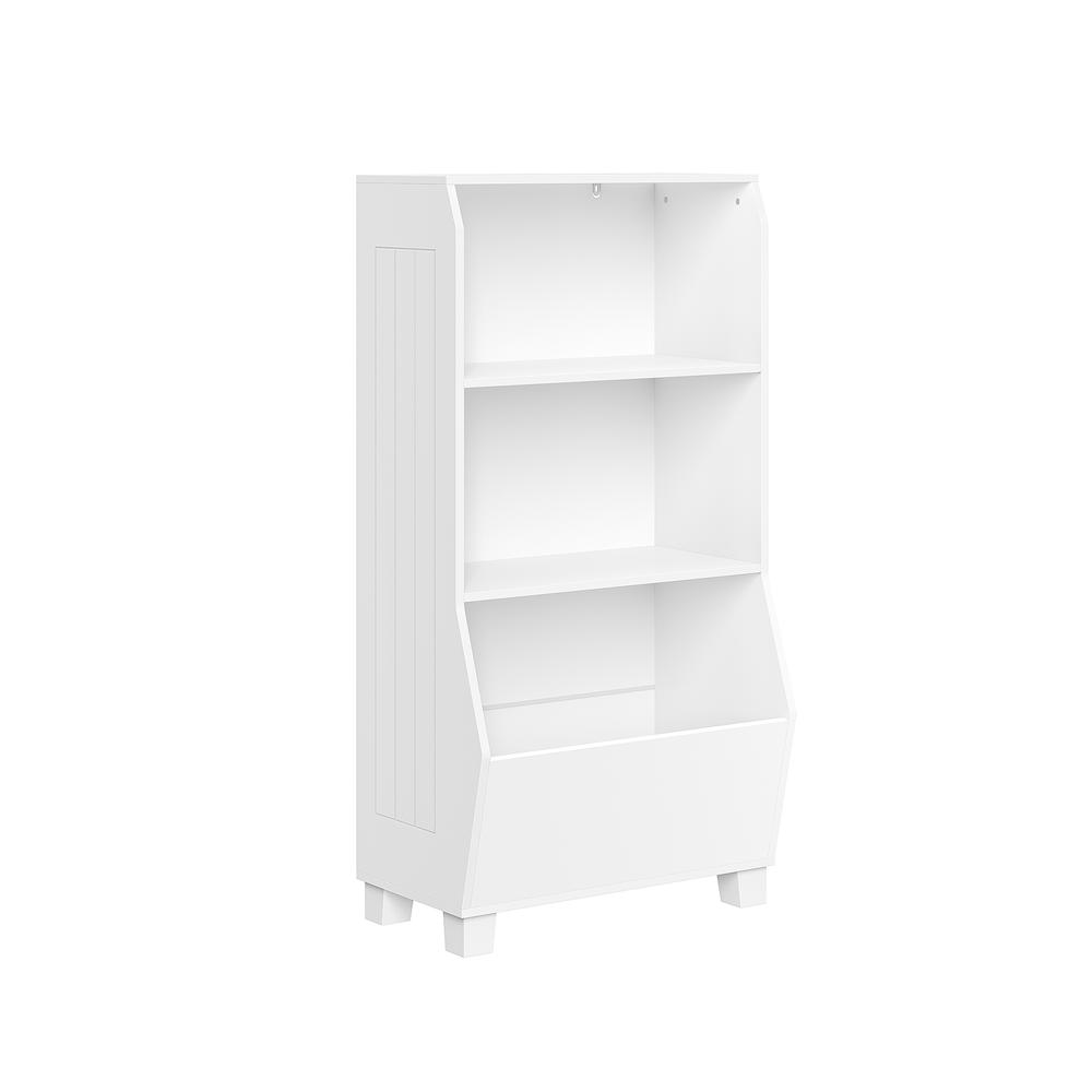 Kids 23" Bookcase with Toy Organizer, White. Picture 1