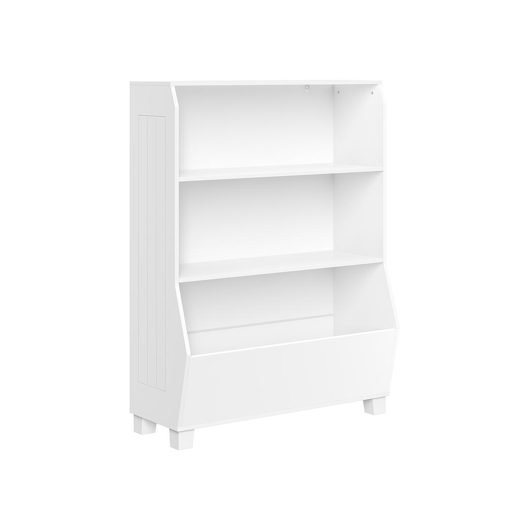 Kids 34" Bookcase with Toy Organizer, White. Picture 1