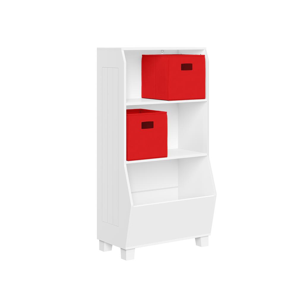 Kids 23" Bookcase with Toy Organizer and 2 Red Bins. Picture 1
