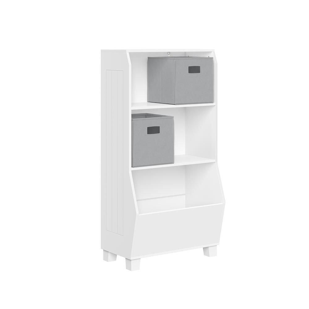 Kids 23" Bookcase with Toy Organizer and 2 Gray Bins. Picture 2