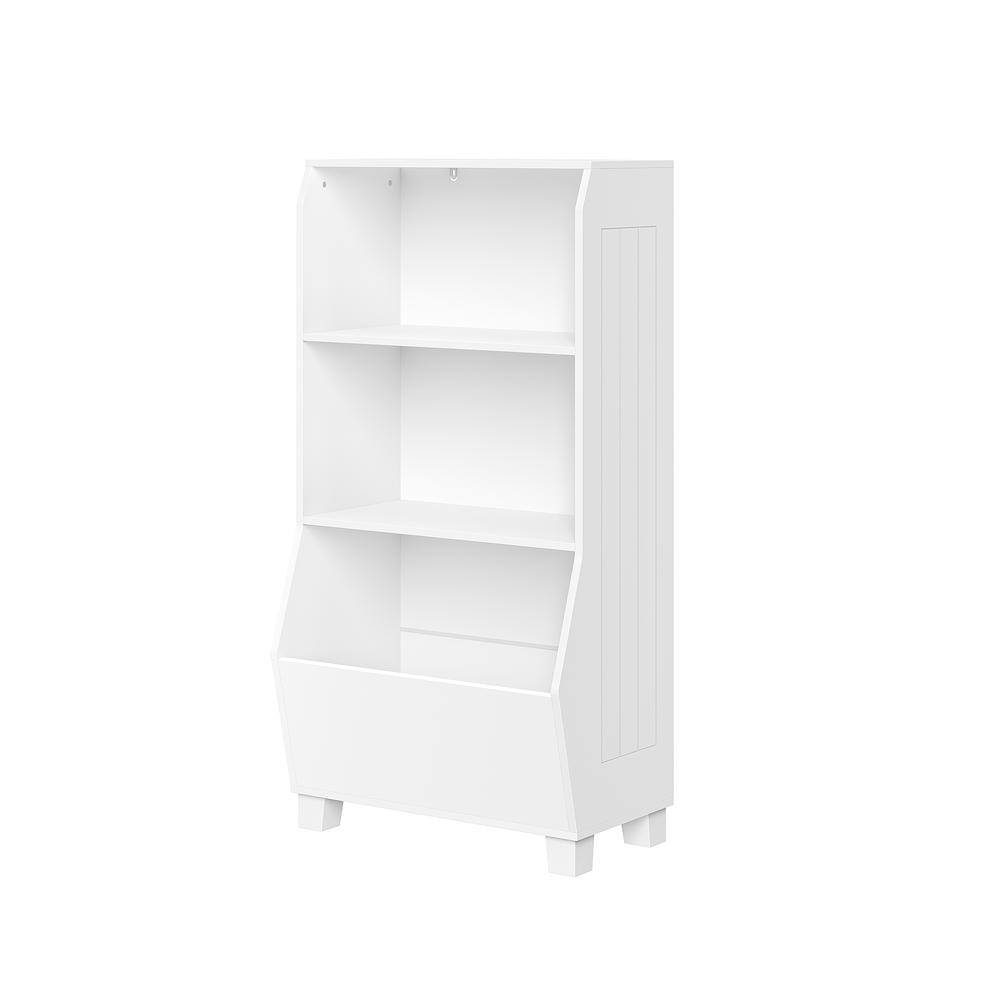 Kids 23" Bookcase with Toy Organizer and 2 Gray Bins. Picture 1