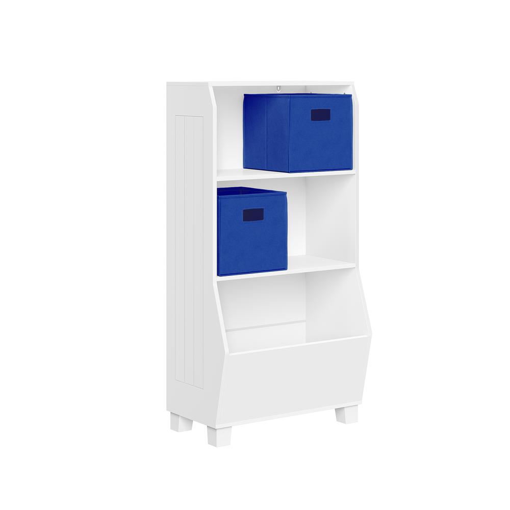 Kids 23" Bookcase with Toy Organizer and 2 Blue Bins. Picture 1
