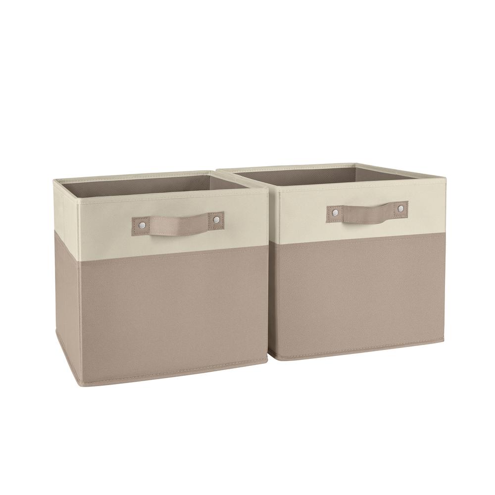 Kids 2pc 10.5in Two-Tone Folding Storage Bin Set - Taupe. Picture 2