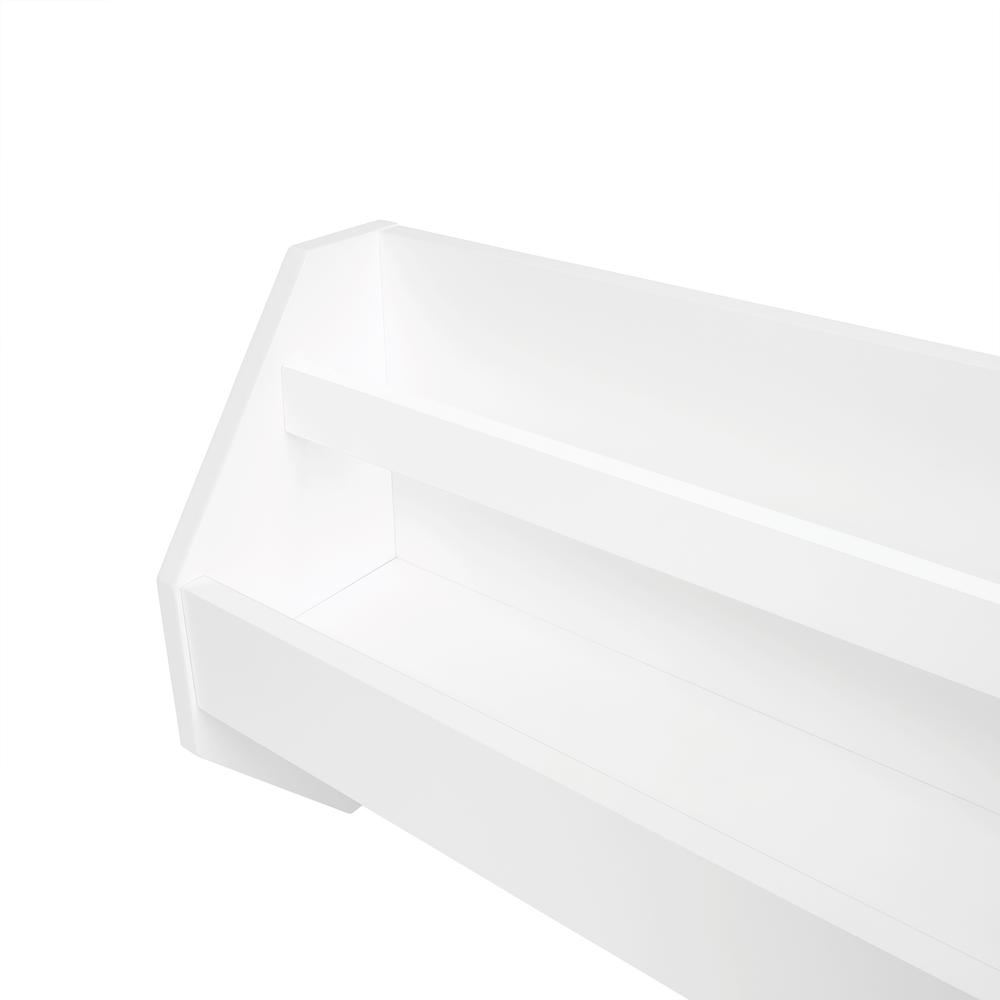 Kids Catch-All Wall Shelf with Bookrack and Hooks – White. Picture 3