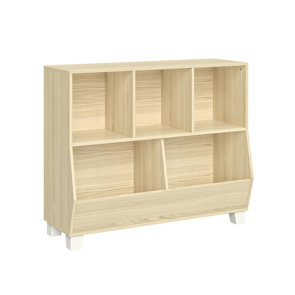 Kids Catch-All Multi-Cubby 35in Toy Organizer – Light Woodgrain. Picture 3