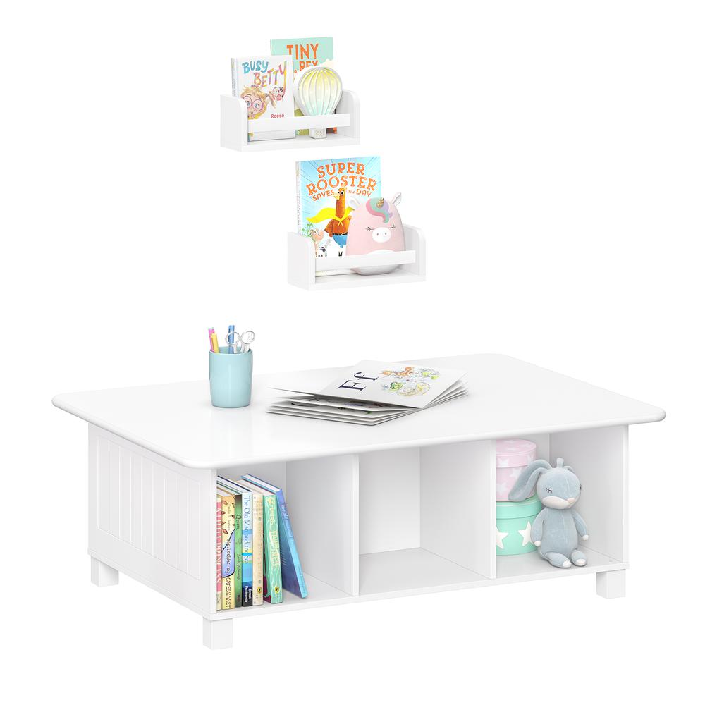 Kids Multi-Cubby Storage Activity Table with a 2-Pack of  10" Bookshelves. Picture 2