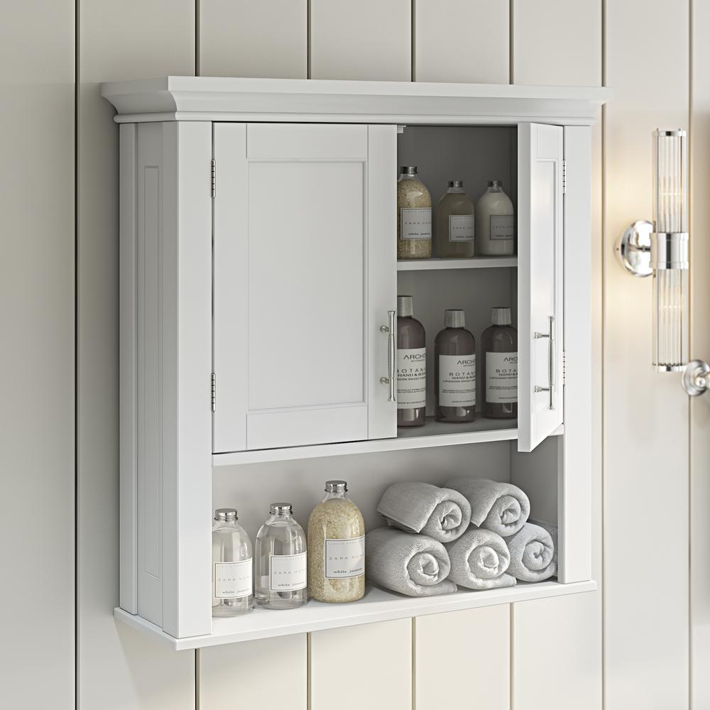 Somerset Two-Door Wall Cabinet, White. Picture 1