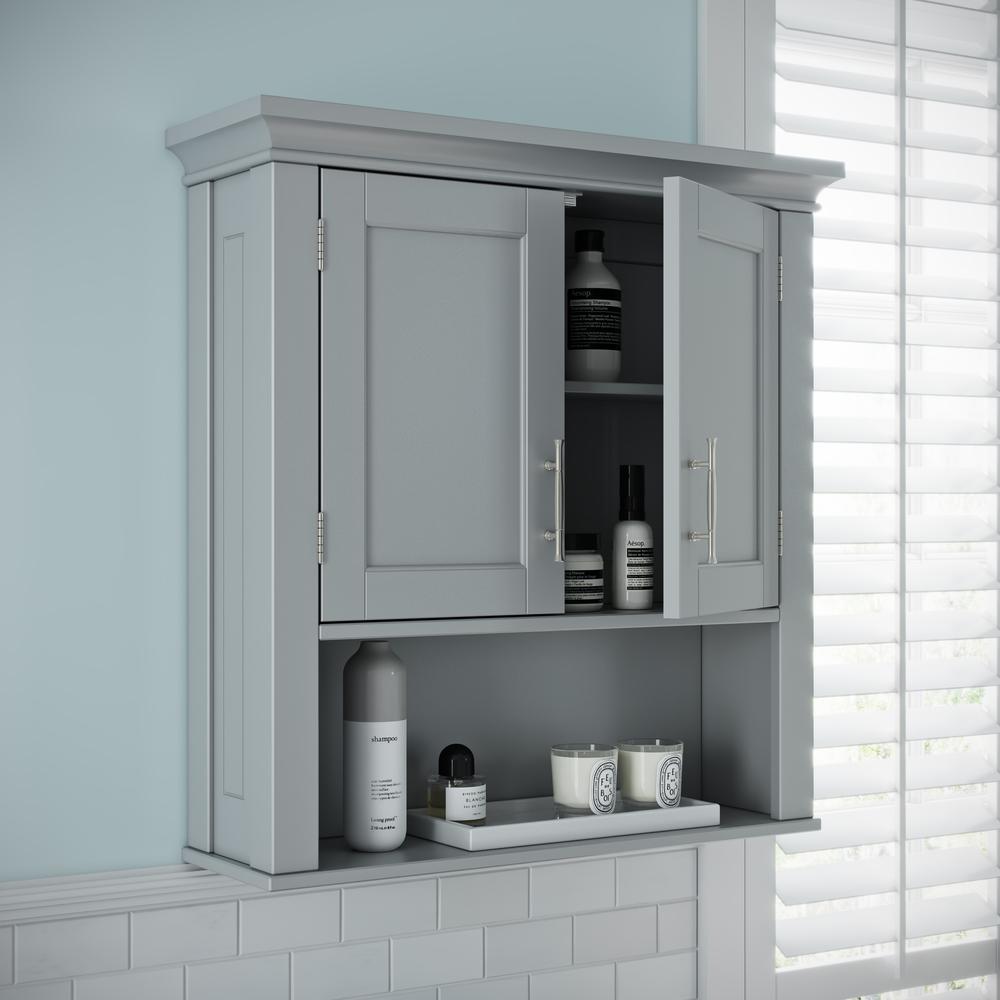 Somerset Two-Door Wall Cabinet, Gray. Picture 2