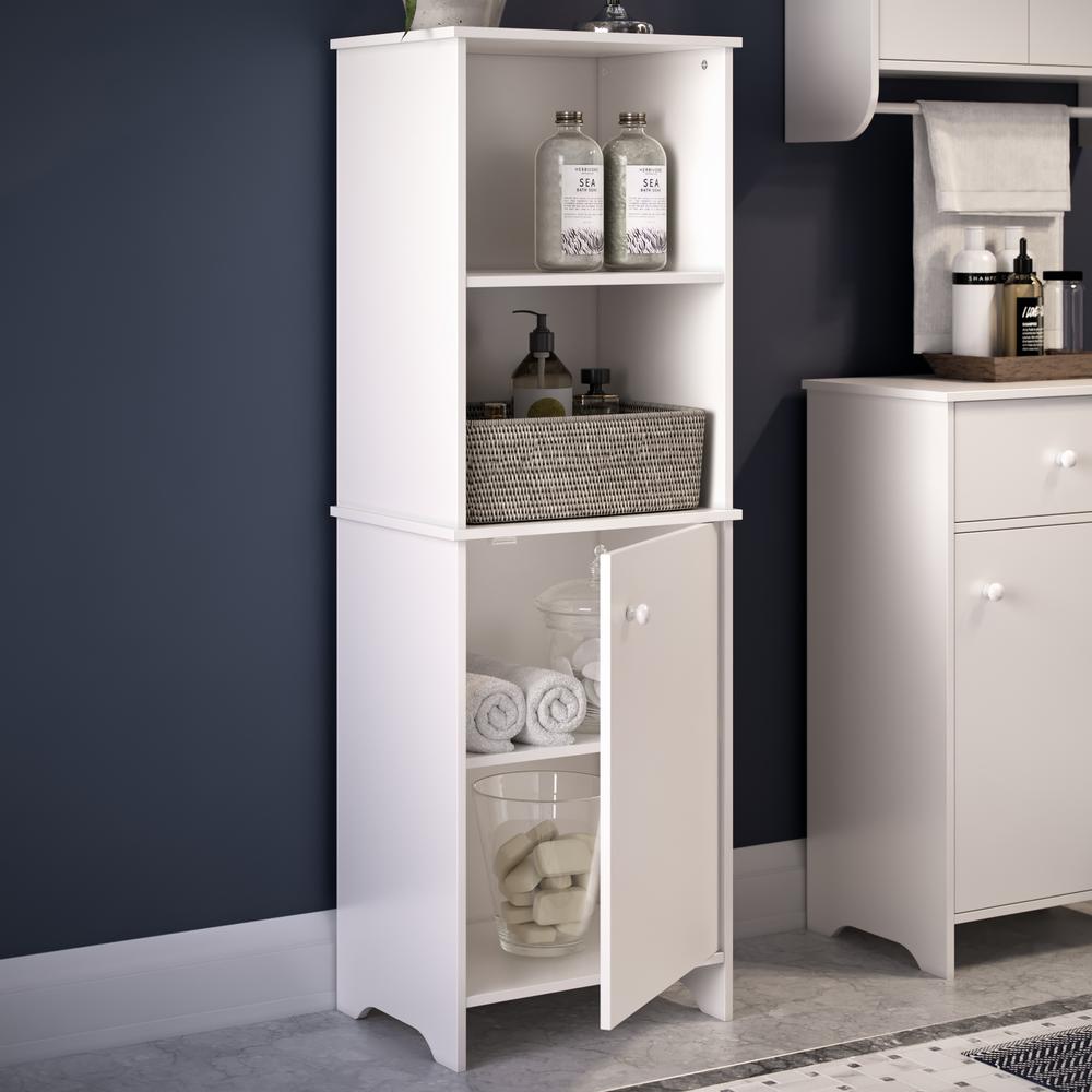 Medford Tall Floor Cabinet, White. Picture 1