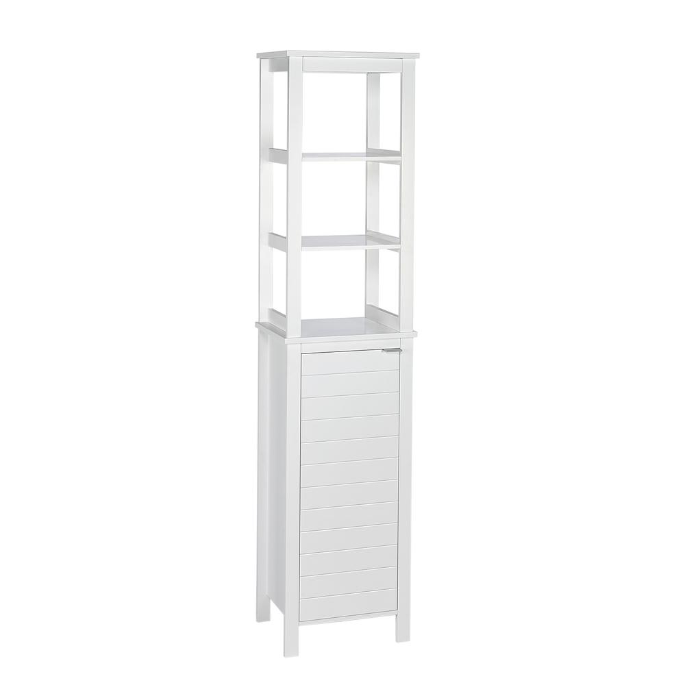 Madison Linen Tower with Open Shelves, White. Picture 2
