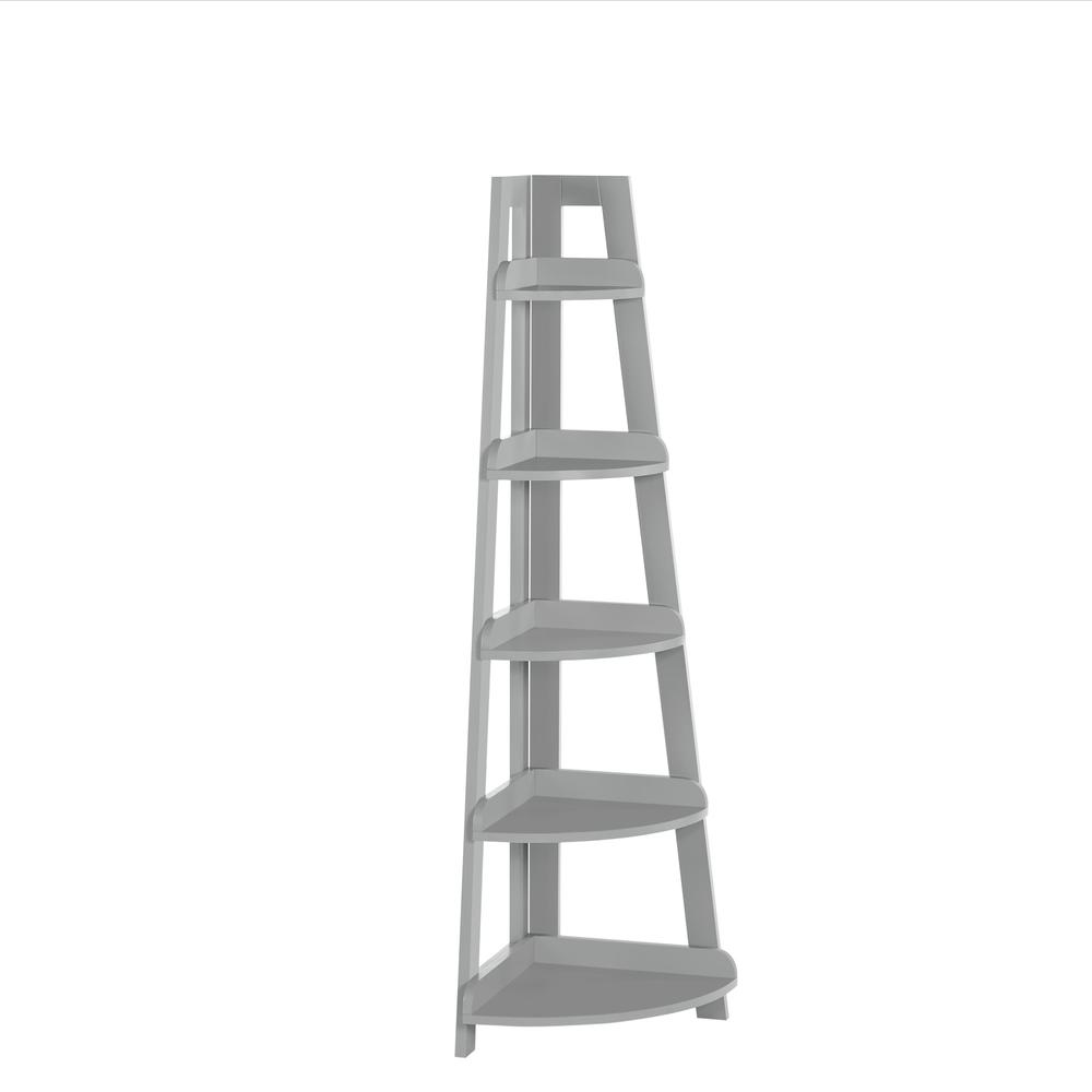 Amery 5-Tier Corner Ladder Shelf, Gray. Picture 1