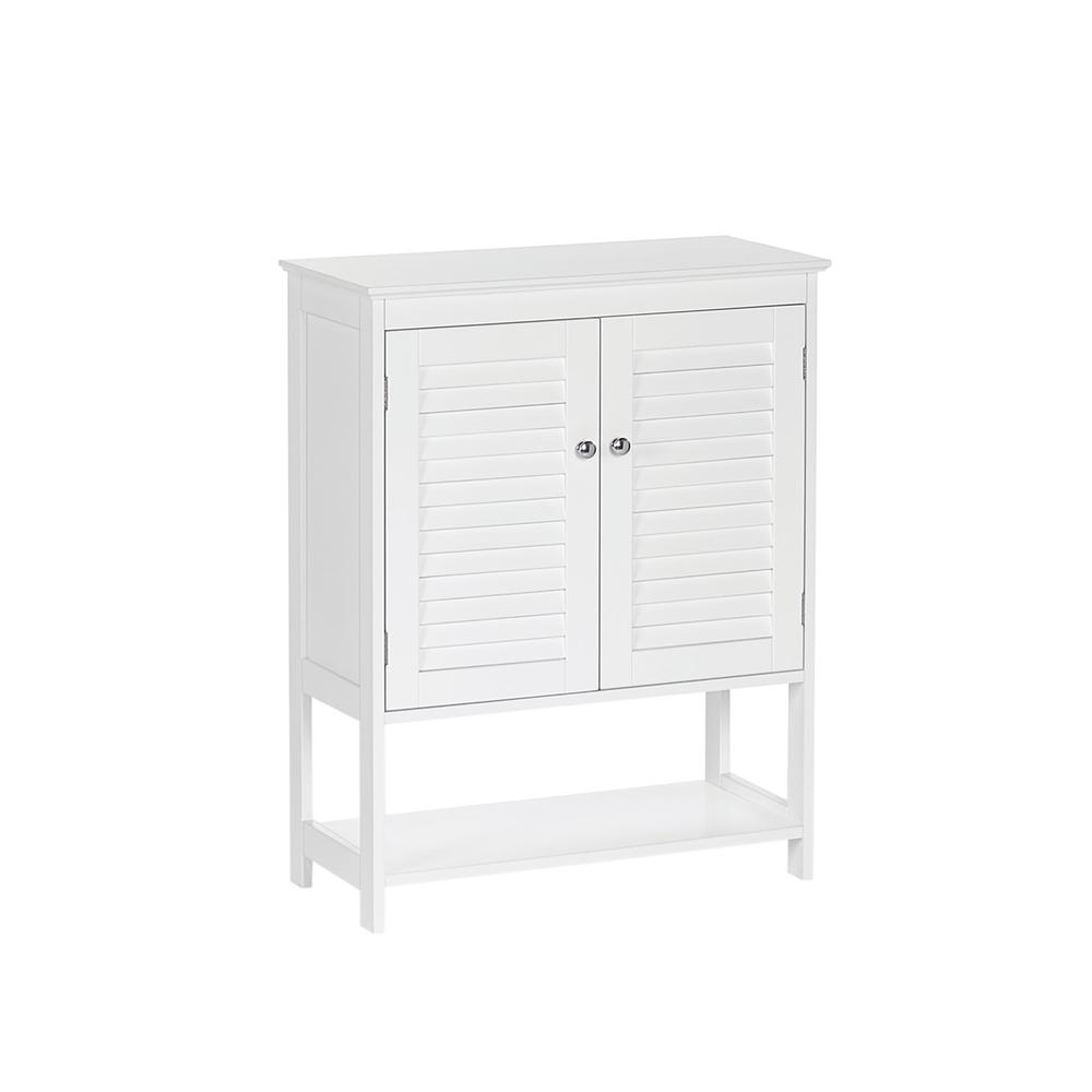 Ellsworth Two-Door Floor Cabinet with Open Shelf, White. Picture 2