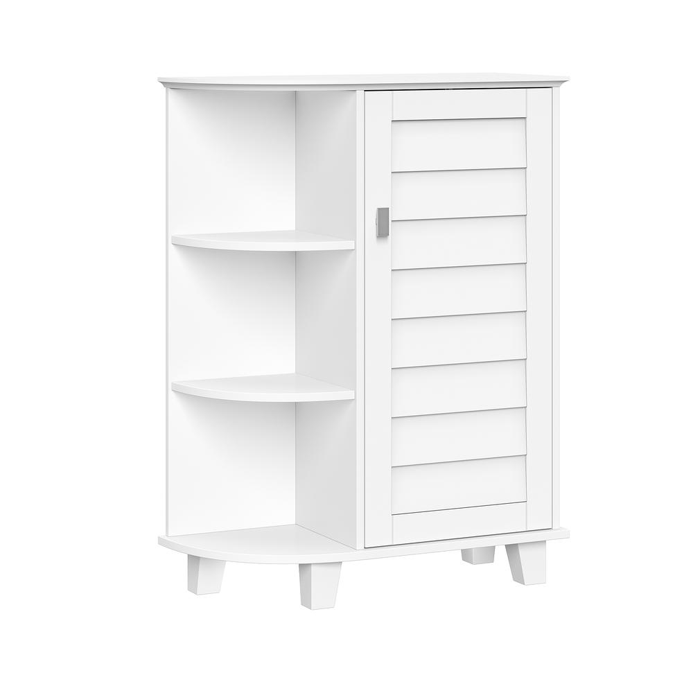Brookfield Single Door Floor Cabinet with Side Shelves, White. Picture 1