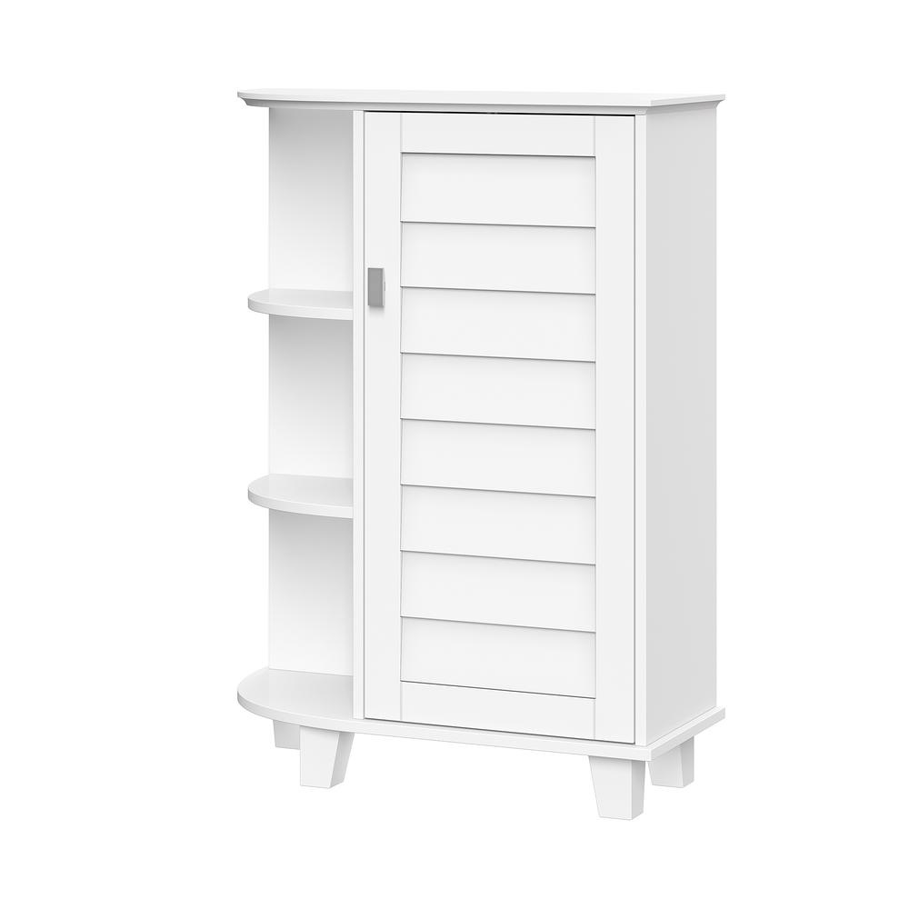 Brookfield Single Door Floor Cabinet with Side Shelves, White. Picture 2