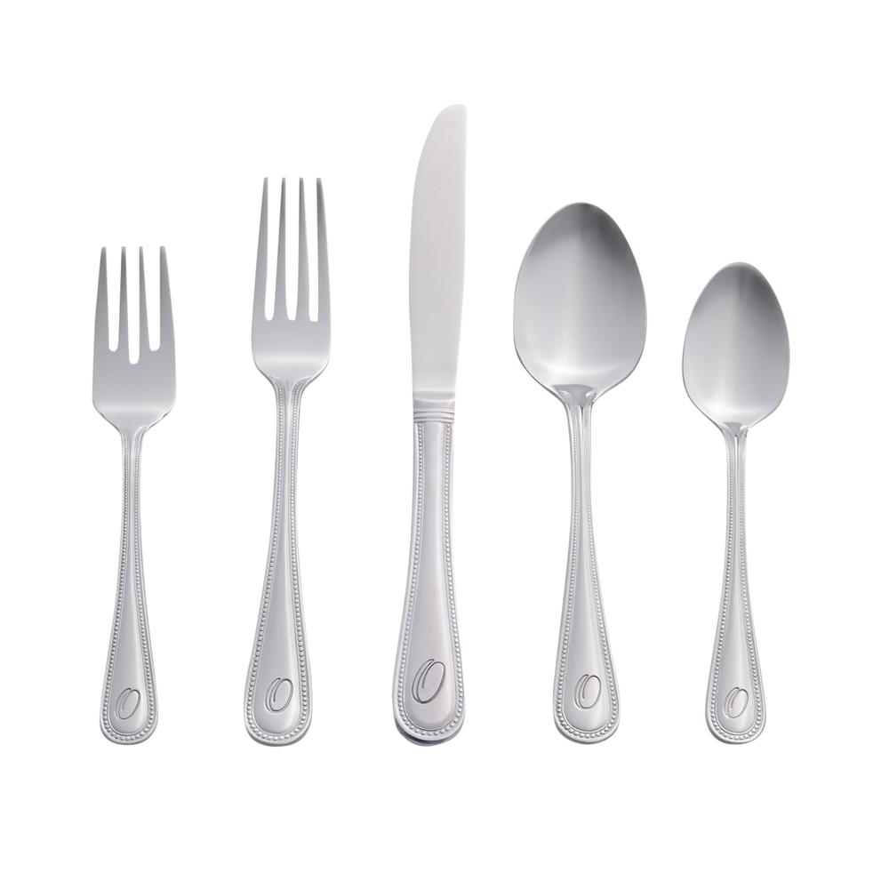 Beaded 46 Piece Monogrammed Flatware Set, Letter O. Picture 1