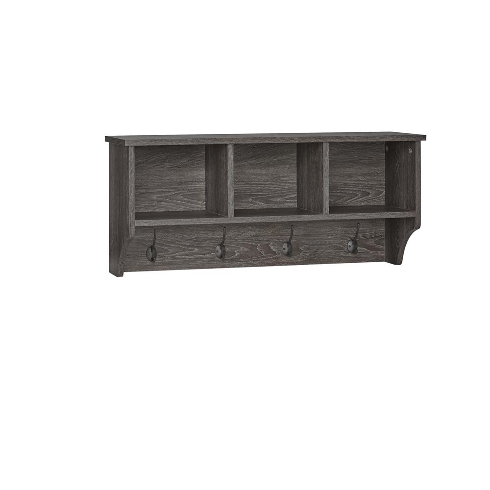 Woodbury Wall Shelf with Cubbies and Hooks. Picture 1