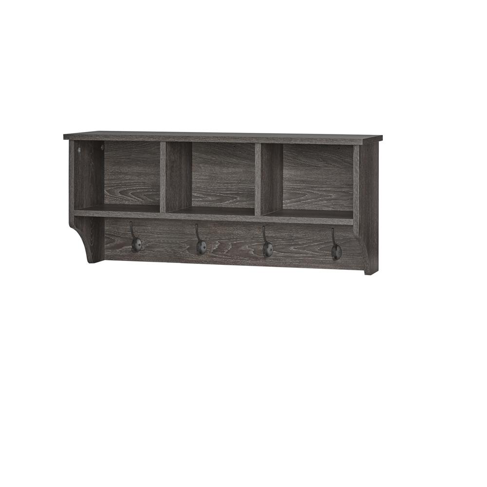 Woodbury Wall Shelf with Cubbies and Hooks. Picture 3