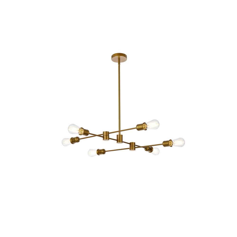 Xavier 6 Lights Pendant In Brass. Picture 1